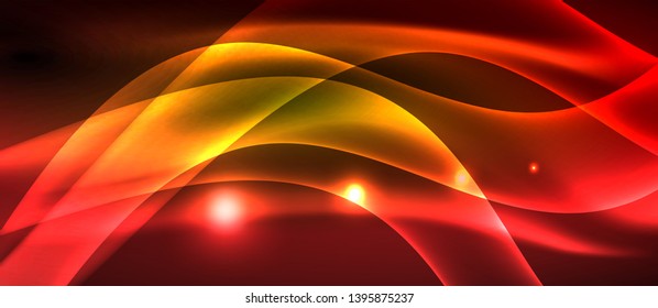 Líneas de onda luminosa brillante neón, plantilla de tecnología futurista vectorial