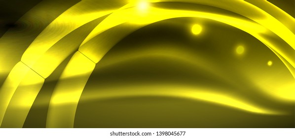 Neon shiny light glowing wave lines, vector futuristic techno template