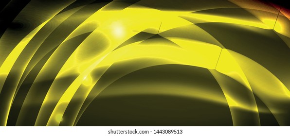 Neon shiny light glowing wave lines, vector futuristic techno template