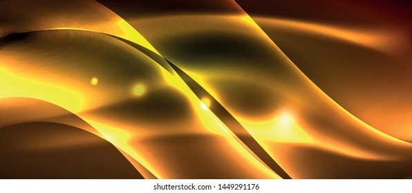 Neon shiny light glowing wave lines, vector futuristic techno template