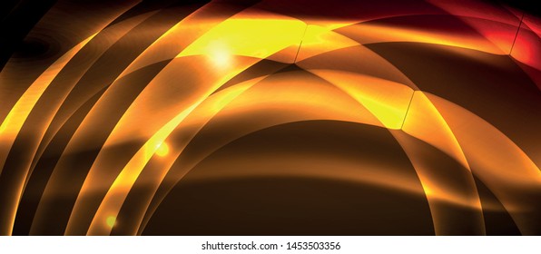 Neon shiny light glowing wave lines, vector futuristic techno template