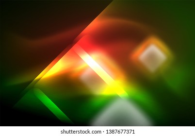 Luces neones brillantes sobre el negro, tecno moderno plantilla, diseño moderno
