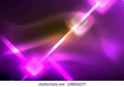 Neon shiny light lines on black, techno modern template, modern design