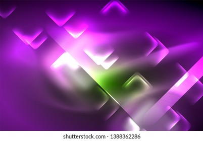 Neon shiny light lines on black, techno modern template, modern design