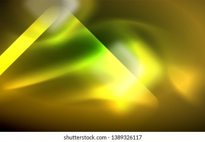 Neon shiny light lines on black, techno modern template, modern design