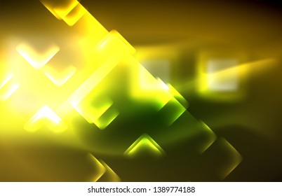 Neon shiny light lines on black, techno modern template, modern design