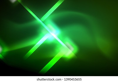 Neon shiny light lines on black, techno modern template, modern design