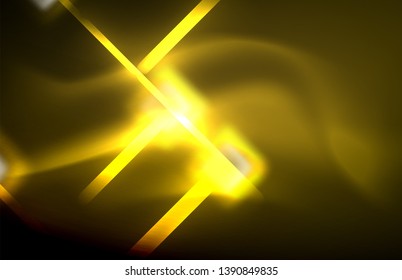 Luces neones brillantes sobre el negro, tecno moderno plantilla, diseño moderno