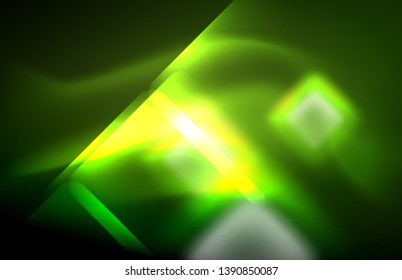 Neon shiny light lines on black, techno modern template, modern design