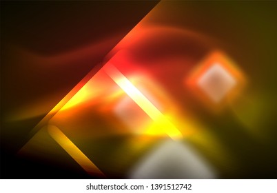 Neon shiny light lines on black, techno modern template, modern design