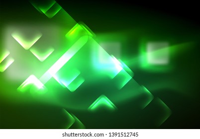 Neon shiny light lines on black, techno modern template, modern design