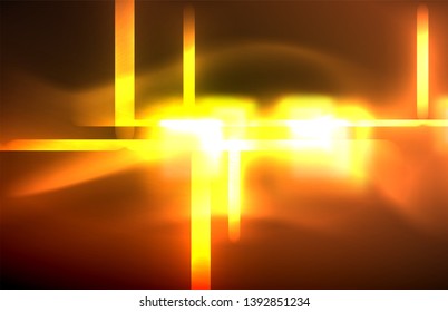Luces neones brillantes sobre el negro, tecno moderno plantilla, diseño moderno