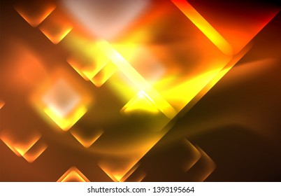 Neon shiny light lines on black, techno modern template, modern design