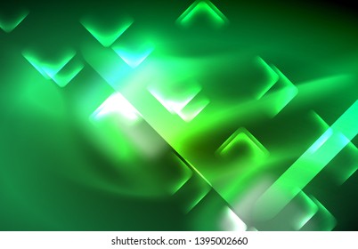 Neon shiny light lines on black, techno modern template, modern design