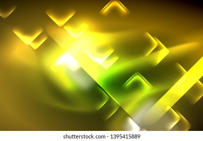 Neon shiny light lines on black, techno modern template, modern design