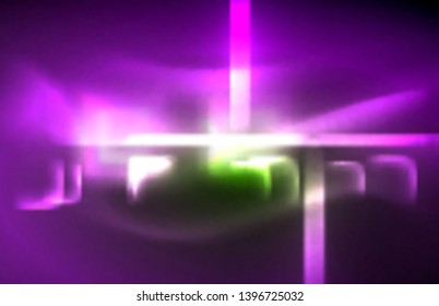 Neon shiny light lines on black, techno modern template, modern design