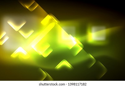 Neon shiny light lines on black, techno modern template, modern design