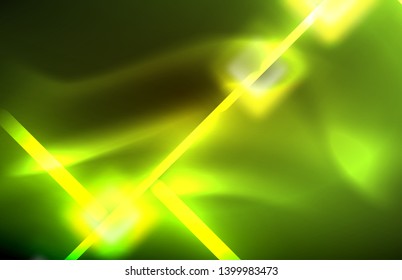Neon shiny light lines on black, techno modern template, modern design