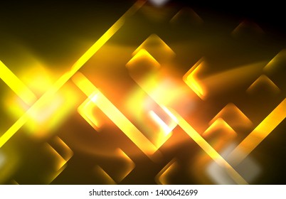 Luces neones brillantes sobre el negro, tecno moderno plantilla, diseño moderno