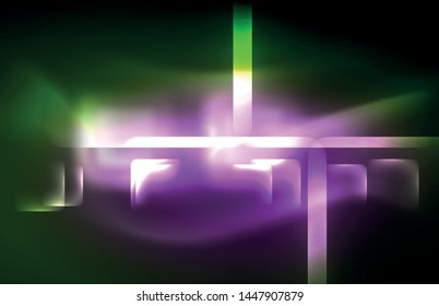 Neon shiny light lines on black, techno modern template, modern design