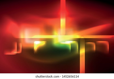 Neon shiny light lines on black, techno modern template, modern design