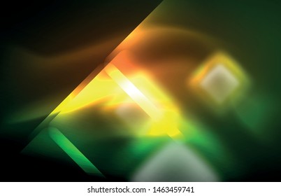 Neon shiny light lines on black, techno modern template, modern design