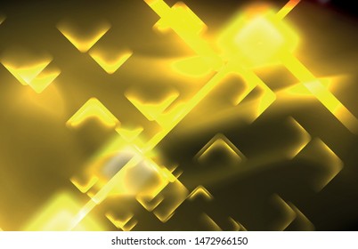 Neon shiny light lines on black, techno modern template, modern design