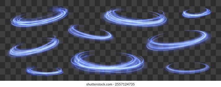 Neon shiny sparks of spiral wave. Png shine round frame with light circles light effect. Semicircular wave, light trail curve swirl, incandescent optical fiber vector, png, effect, wave,neon,line.