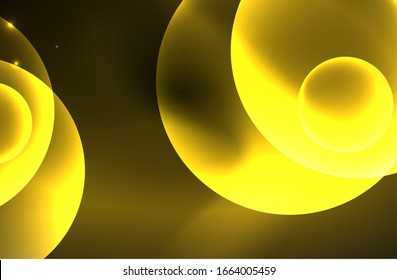 Neon shiny transparent glowing circles with light effects. Techno futuristic vector abstract background For Wallpaper, Banner, Background, Card, Book Illustration, landing page