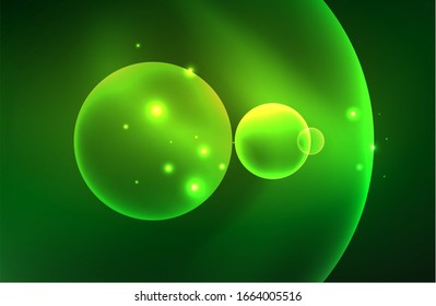 Neon shiny transparent glowing circles with light effects. Techno futuristic vector abstract background For Wallpaper, Banner, Background, Card, Book Illustration, landing page