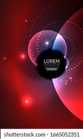 Neon shiny transparent glowing circles with light effects. Techno futuristic vector abstract background For Wallpaper, Banner, Background, Card, Book Illustration, landing page