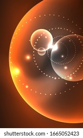 Neon shiny transparent glowing circles with light effects. Techno futuristic vector abstract background For Wallpaper, Banner, Background, Card, Book Illustration, landing page