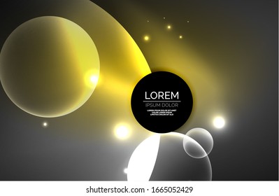 Neon shiny transparent glowing circles with light effects. Techno futuristic vector abstract background For Wallpaper, Banner, Background, Card, Book Illustration, landing page