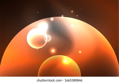 Neon shiny transparent glowing circles with light effects. Techno futuristic vector abstract background For Wallpaper, Banner, Background, Card, Book Illustration, landing page