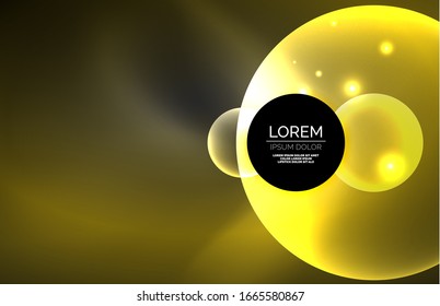 Neon shiny transparent glowing circles with light effects. Techno futuristic vector abstract background For Wallpaper, Banner, Background, Card, Book Illustration, landing page