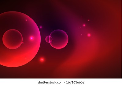 Círculos brillantes y transparentes neones con efectos de luz. Fondo abstracto vectorial futurista Techno para papel tapiz, banner, fondo, tarjeta, ilustración de libro, página de inicio