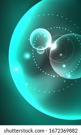 Neon shiny transparent glowing circles with light effects. Techno futuristic vector abstract background For Wallpaper, Banner, Background, Card, Book Illustration, landing page