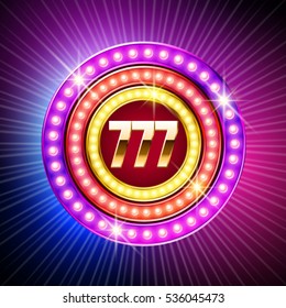 Neon shiny vector logo for successful  casino