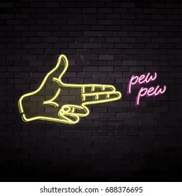 Neon Shooting Hand Vector Illustration