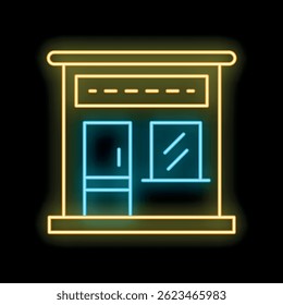 Neon shop sign glowing on a black background, perfect for any project needing a retro or vintage aesthetic