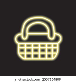 neon shopping basket isolated on black background. shopping basket icon with glowing neon lines. Vector illustration.