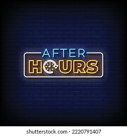 Neon Sign after hours with brick wall background vector