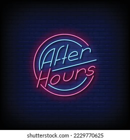 Neon Sign after hours with brick wall background vector