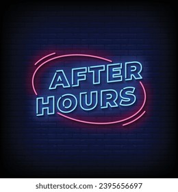 Neon Sign after hours with brick wall background vector