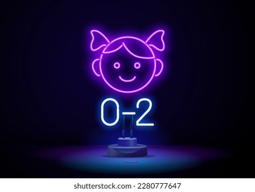 Neon sign of age limit 6, 12, 14,16,18 and 21 plus on a transparent background. Age restrictions symbols.