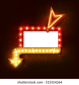 Signo de neón con fondo de flecha y luz brillante para sus banners de venta, flashes de venta o publicidad