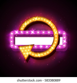 Neon sign with arrow and glowing light background for your sale banners, sale flayers or advertising