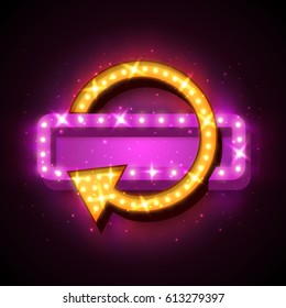 Neon sign with arrow and glowing light background for your sale banners, sale flayers or advertising