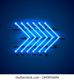 Neon sign arrow right signboard. Night Sign board. Vector illustration