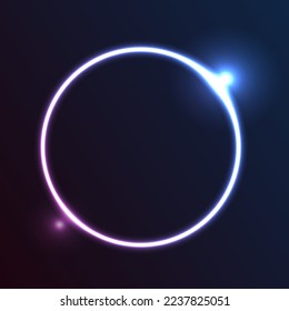 Neon sign. Neon background. Neon circle. Dark background